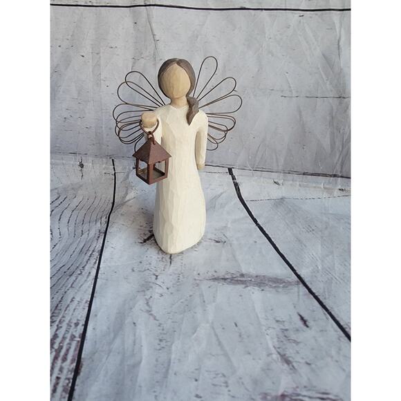 2001 DEMDACO Willow Tree Angel of Hope With Lantern Wooden Art Figurine 5.5in - Picture 1 of 7